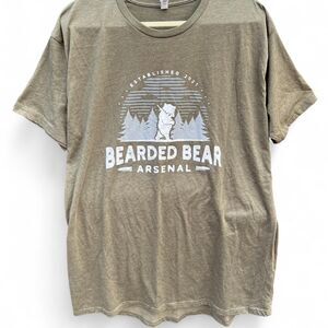 Bearded Bear Double Sided Arsenal Olive Green T-Shirt | Size Large